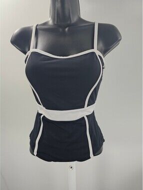 Lime Ricki Black and White Vintage Style One-Piece Swimsuit, Size Small